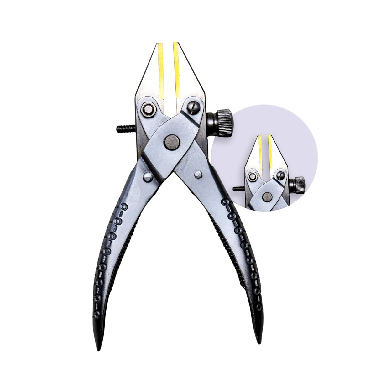 Jewelry craft pliers with brass-lined jaws and flat nose for delicate work.

