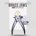 Flat nose pliers with adjustable screw and brass-lined jaws for crafting.

