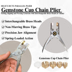 Jewelry tool: parallel action pliers for gemstone cup chain with brass heads.

