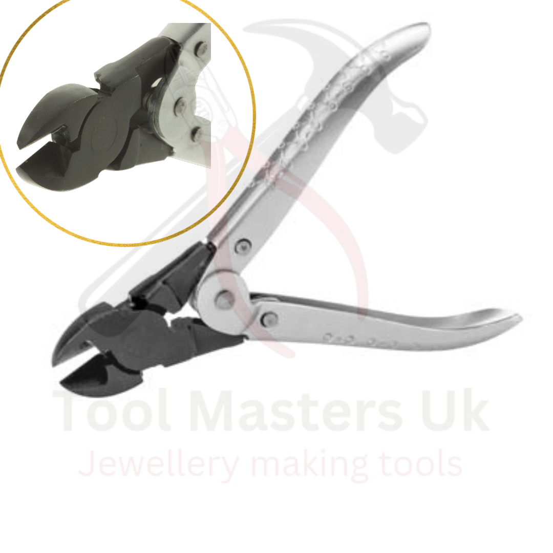 Heavy duty diagonal cutting pliers with parallel action for jewelry use.

