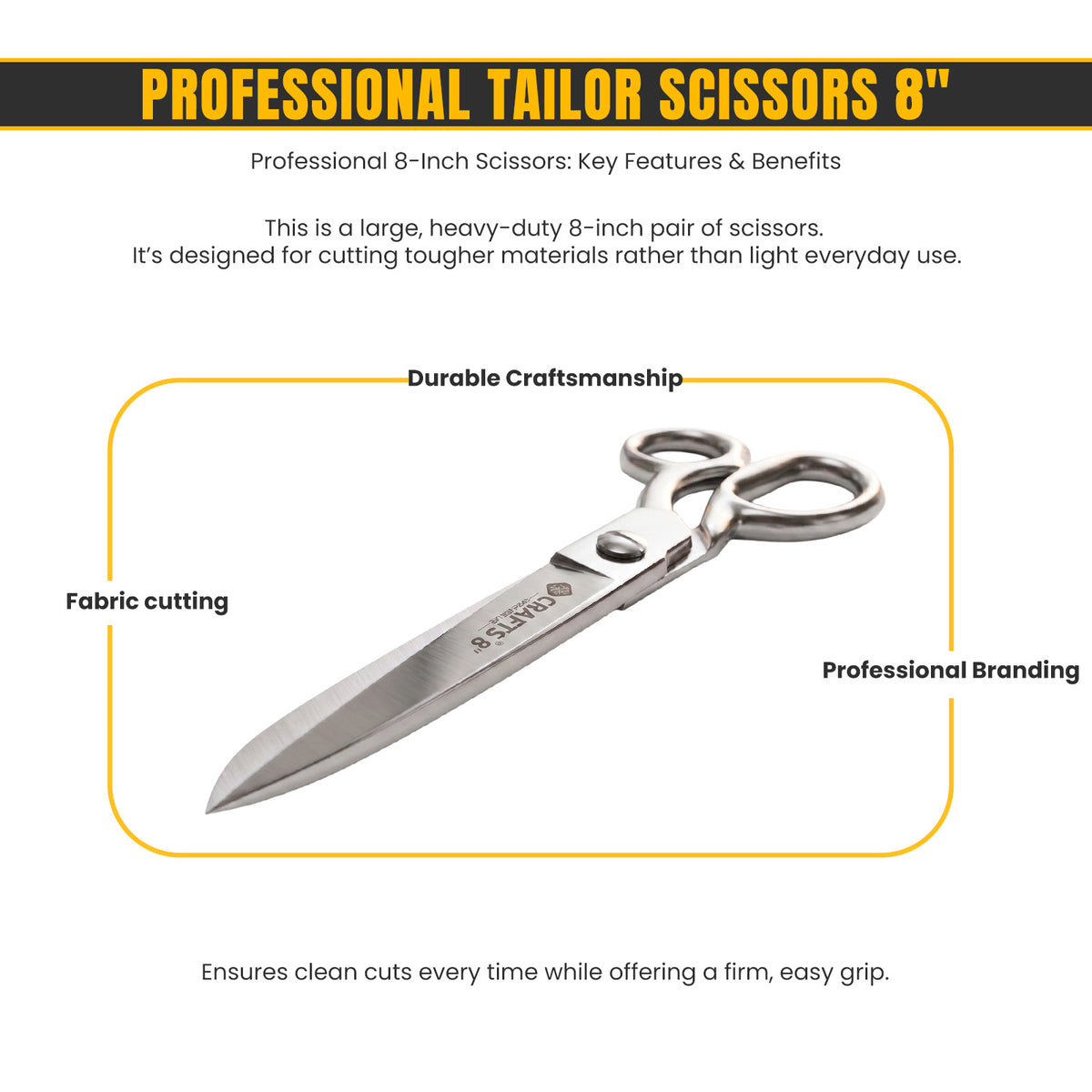 Leather and denim cutting scissors 8 inch