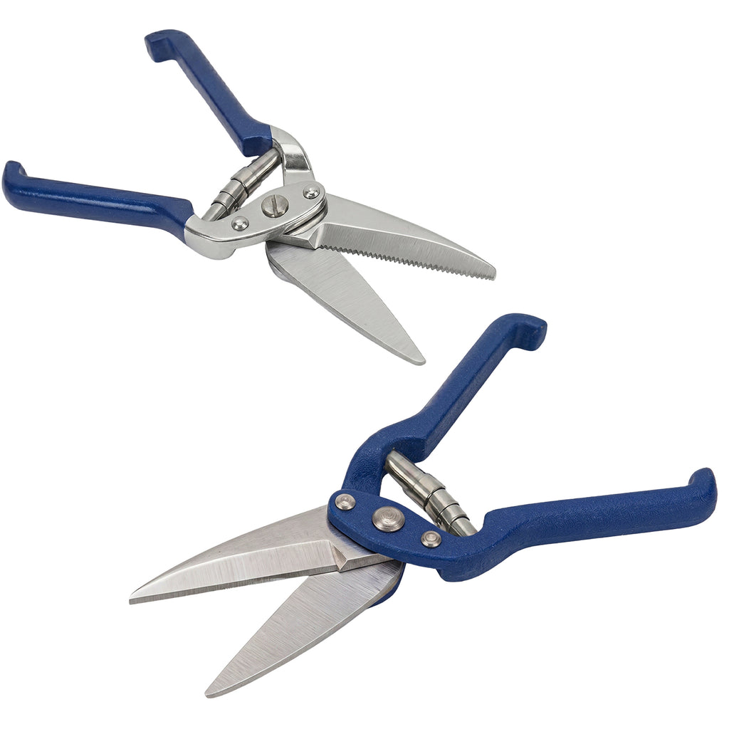 2 piece hoof trimming shears set, serrated and straight blade