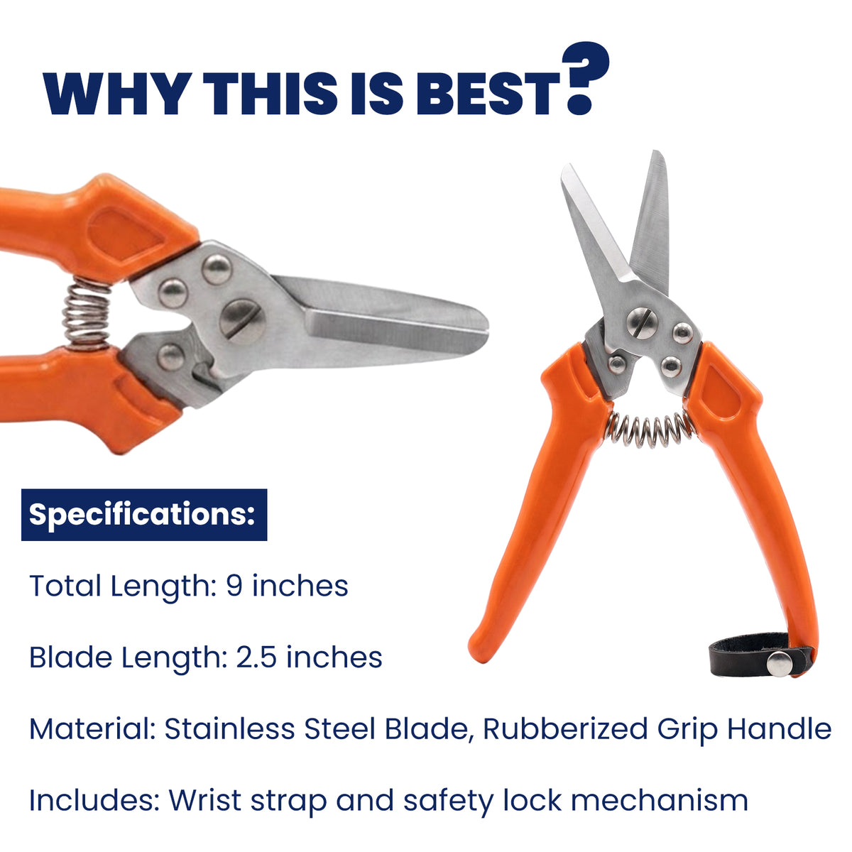 9 inch orange hoof trimming shears – view 5
