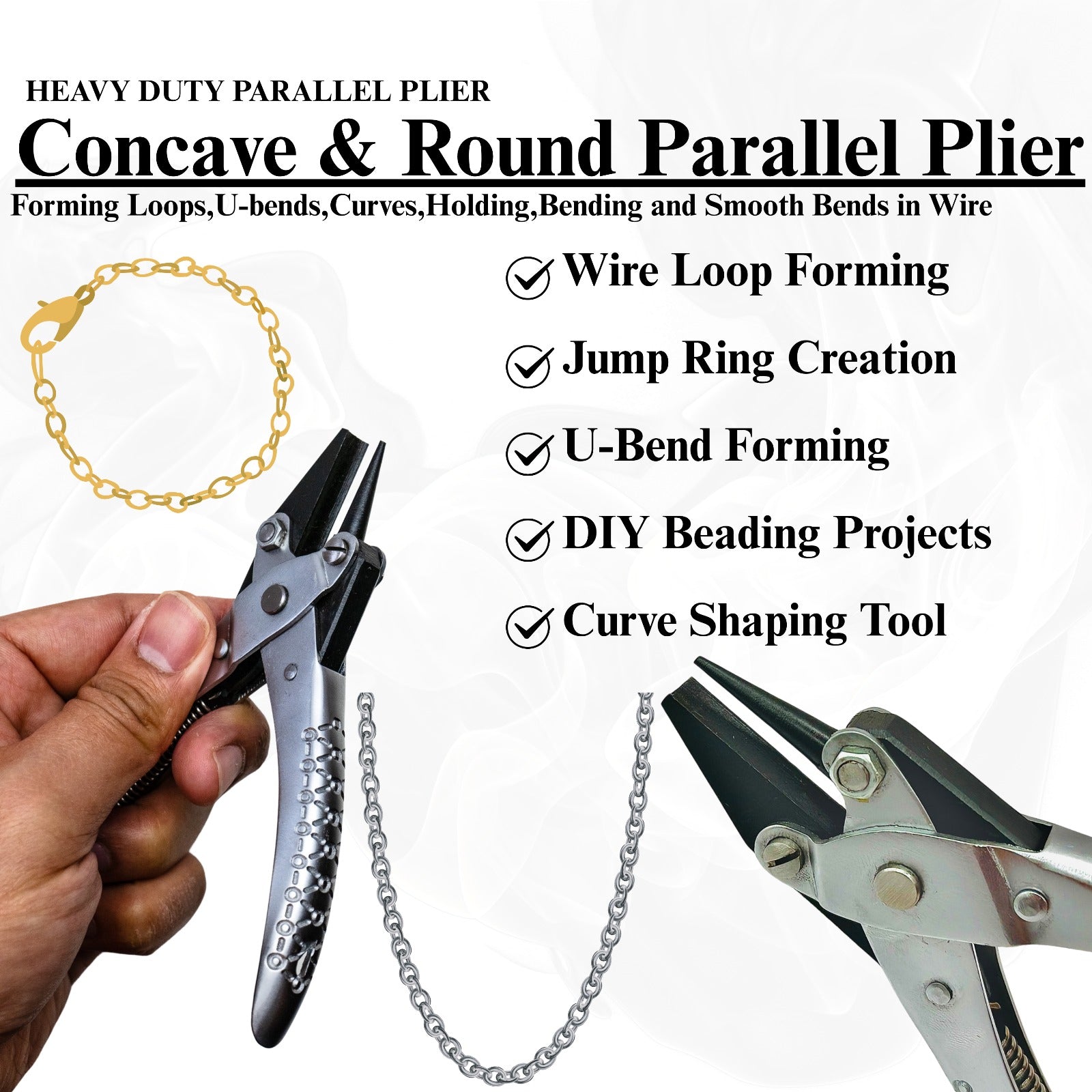 Stainless steel parallel pliers for detailed wirework

