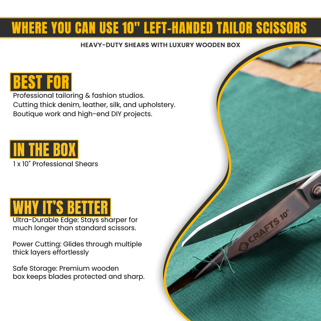 Ergonomic grip on 10 inch left-handed shears