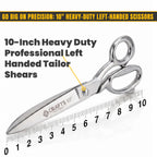 10 inch left-handed scissors cutting fabric
