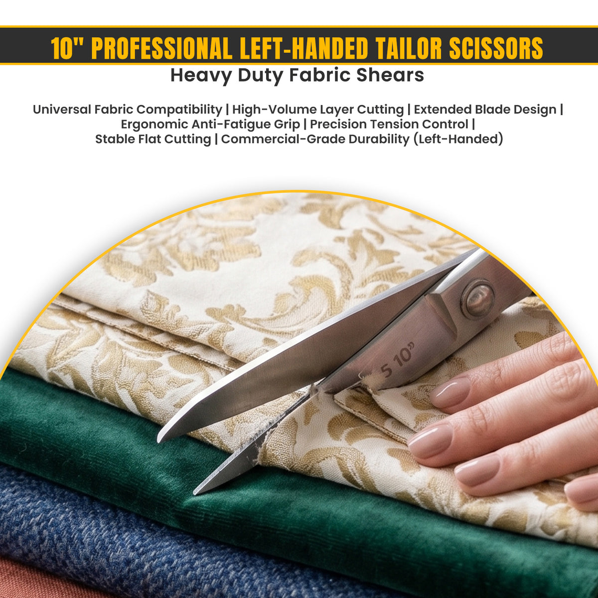 Stainless steel blades on 10 inch left-handed shears
