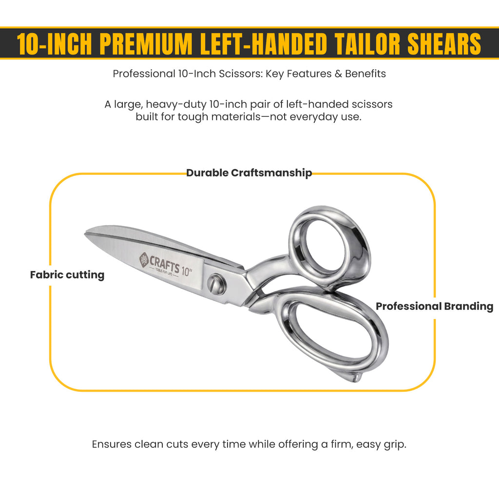 Heavy duty 10 inch left-handed tailor scissors
