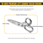 Heavy duty 10 inch left-handed tailor scissors