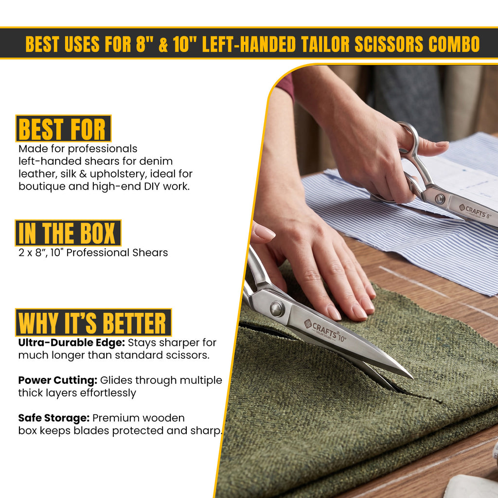 Ergonomic handle on 8 inch left-handed shears