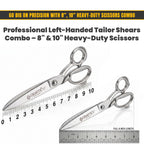 8 inch left-handed scissors cutting fabric