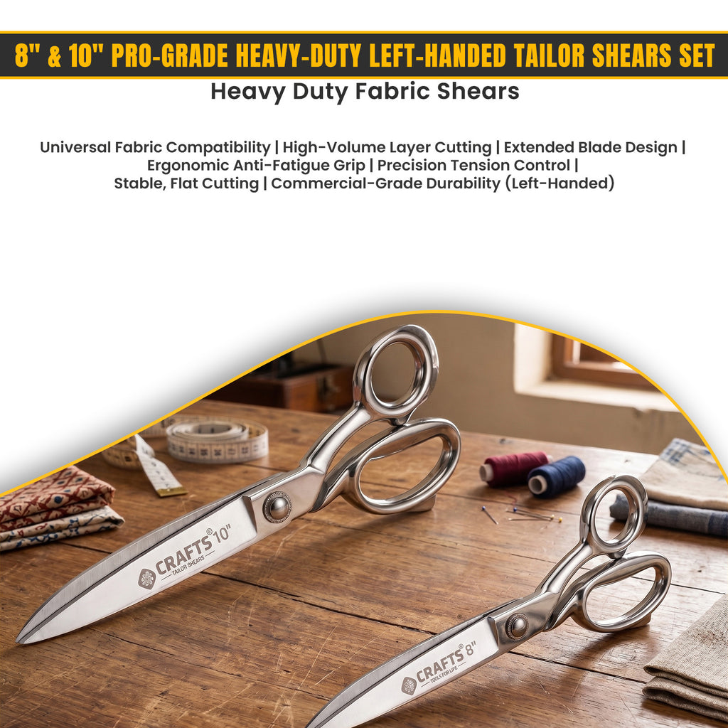 Stainless steel blades on 8 inch left-handed shears