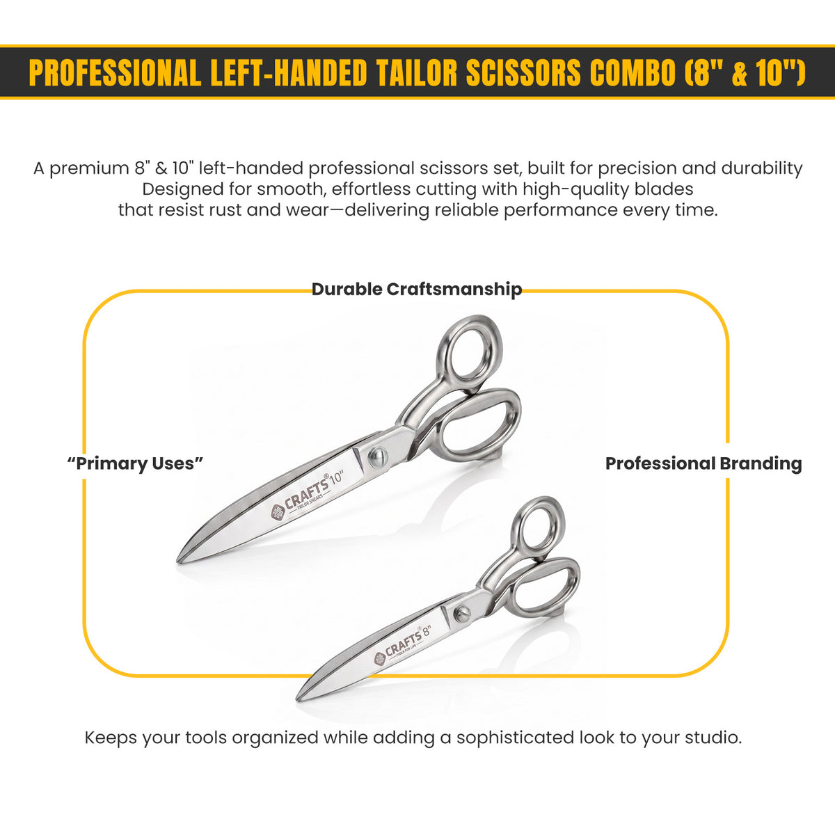 Heavy duty 8 inch left-handed tailor scissors