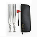 Medical tuning fork set 128 Hz and 512 Hz, Gardiner Brown brushed stainless steel, with case – image 1