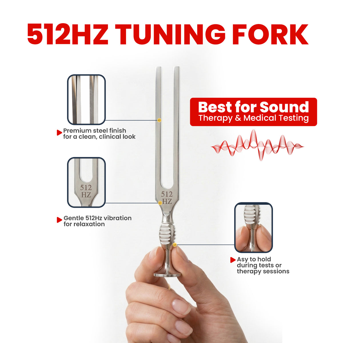Medical tuning fork set 128 Hz and 512 Hz, Gardiner Brown brushed stainless steel, with case – image 3