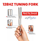 Medical tuning fork set 128 Hz and 512 Hz, Gardiner Brown brushed stainless steel, with case – image 5