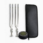 Medical tuning fork set 128 Hz and 512 Hz with case and activator – image 1