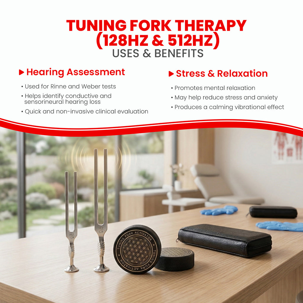 Medical tuning fork set 128 Hz and 512 Hz with case and activator – image 4