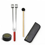 NS Crafts 128 Hz tuning fork with grip, activator, mallet and leather pouch