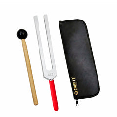 NS Crafts 432 Hz tuning fork with grip, mallet and pouch – image 1
