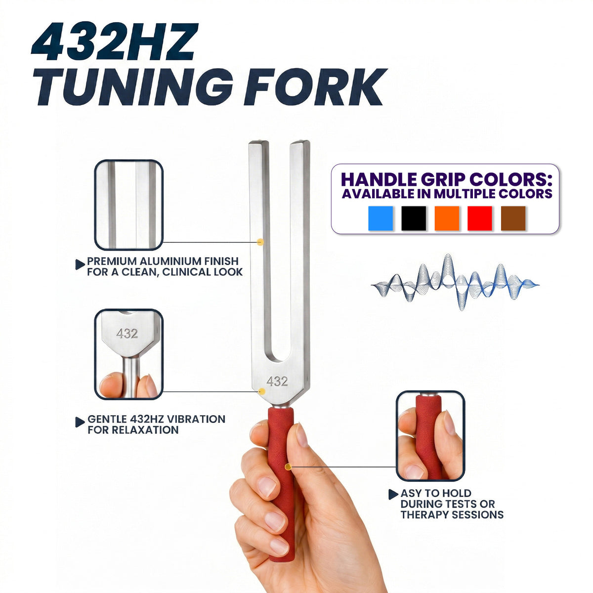 NS Crafts 432 Hz tuning fork with grip, mallet and pouch – image 4