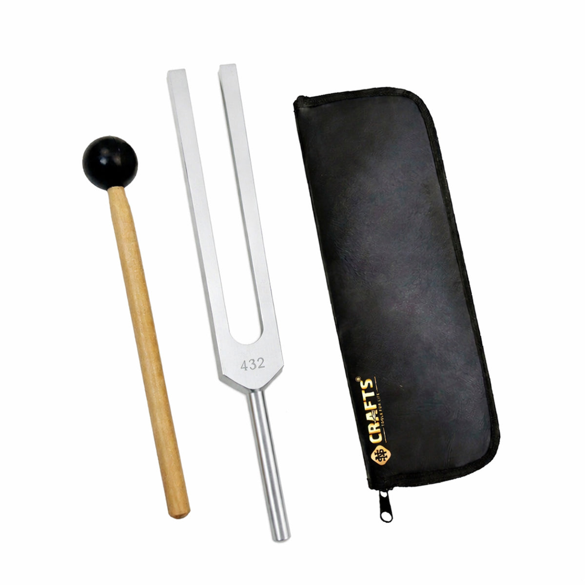 NS Crafts 432 Hz tuning fork with mallet and pouch – image 1