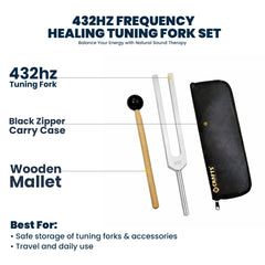 NS Crafts 432 Hz tuning fork with mallet and pouch – image 2