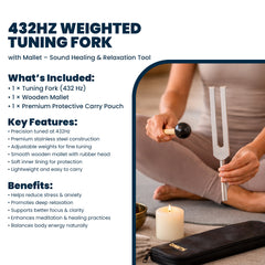 NS Crafts 432 Hz tuning fork with mallet and pouch – image 3