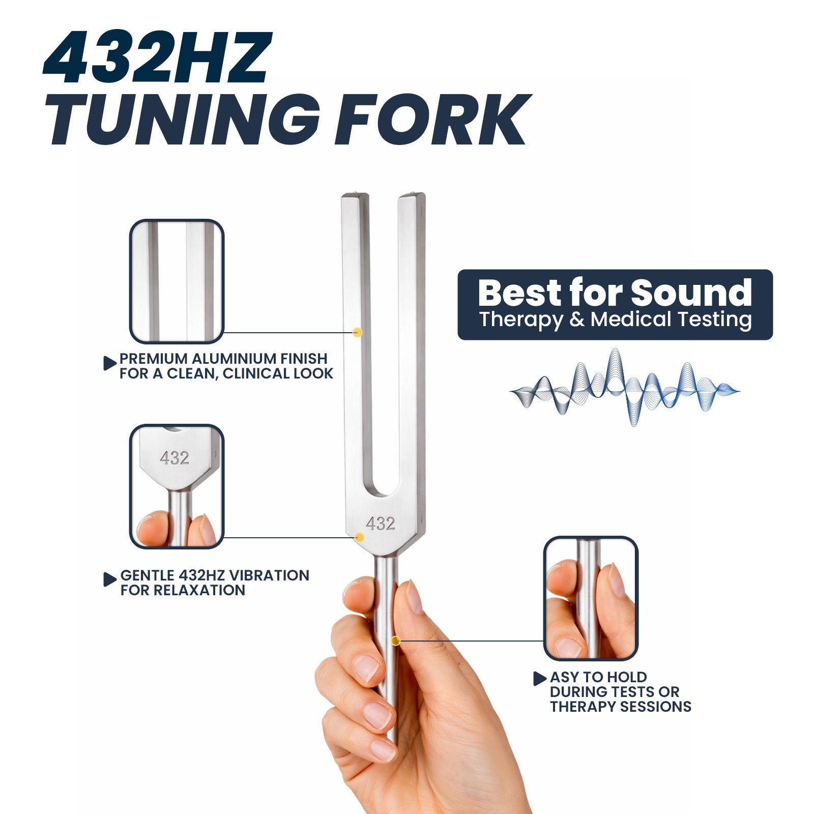 NS Crafts 432 Hz tuning fork with mallet and pouch – image 4