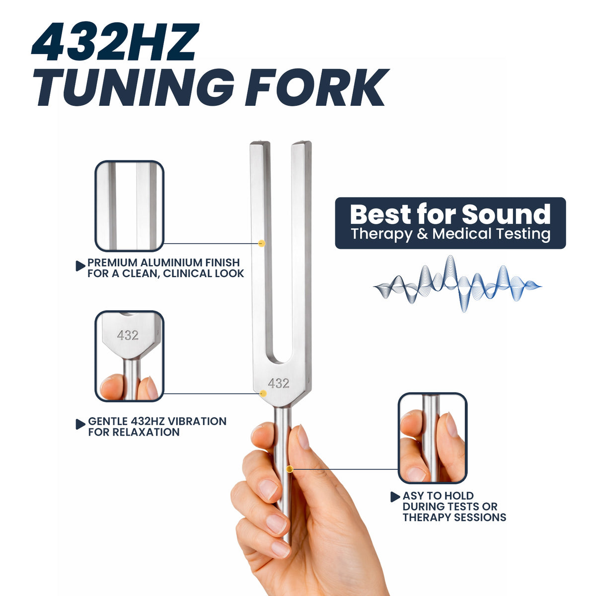 NS Crafts 432 Hz tuning fork with mallet and pouch – image 4