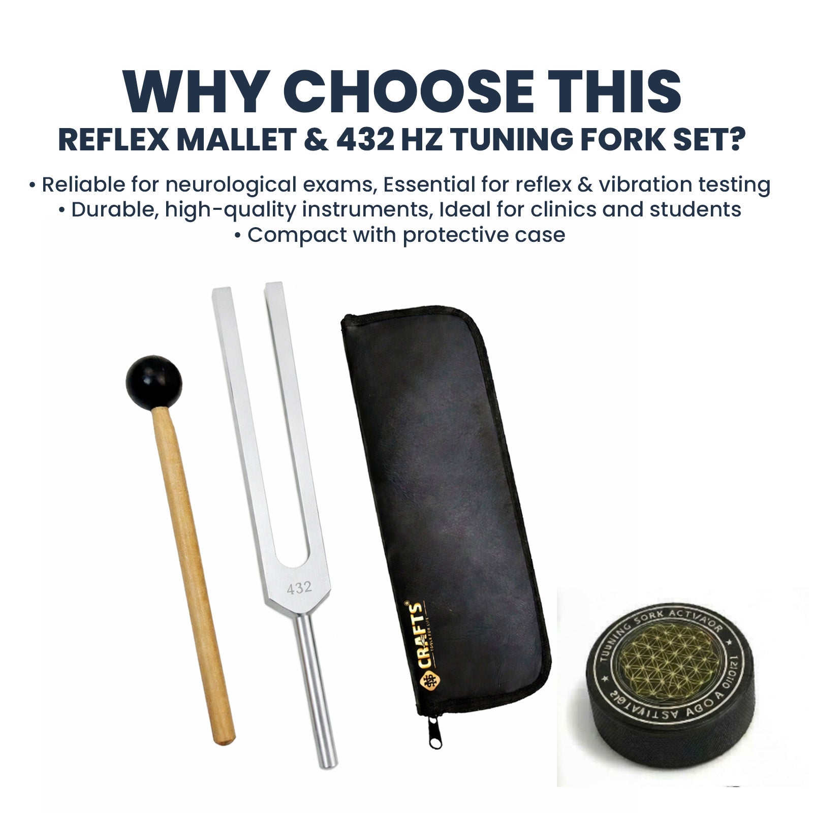 NS Crafts 432 Hz tuning fork with activator, mallet and pouch – image 5