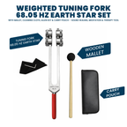 NS Crafts 68.05 Hz Earth Star weighted tuning fork with grip, mallet and pouch – image 2