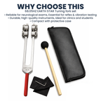 NS Crafts 68.05 Hz Earth Star weighted tuning fork with grip, mallet and pouch – image 8