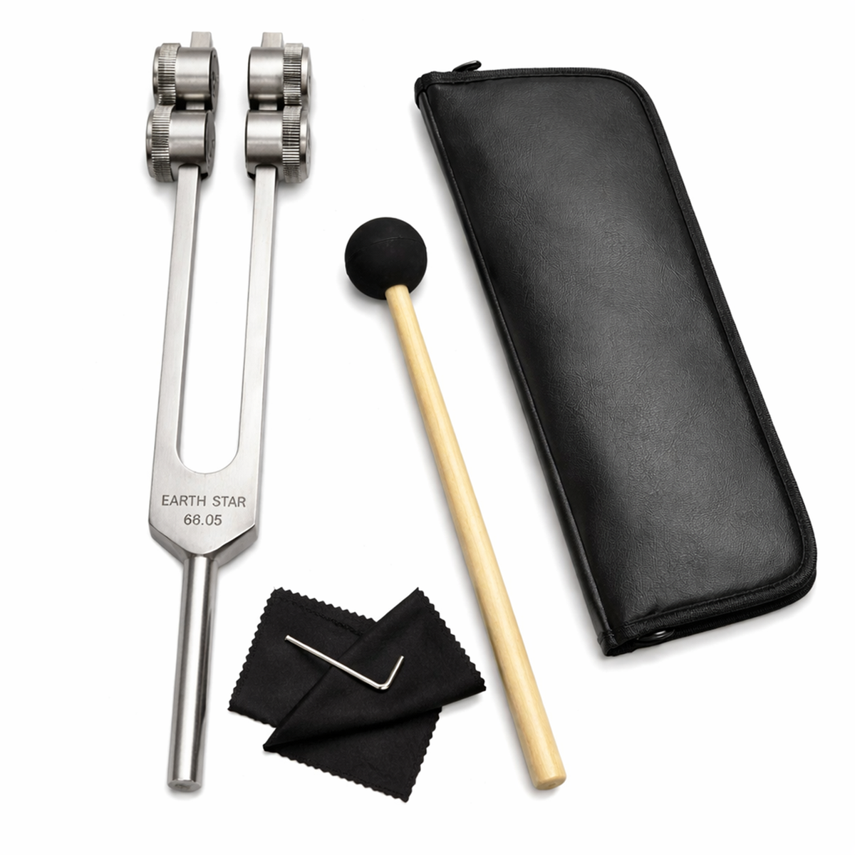 NS Crafts 68.05 Hz Earth Star weighted tuning fork with mallet and pouch – image 1