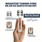 NS Crafts 68.05 Hz Earth Star weighted tuning fork with mallet and pouch – image 4