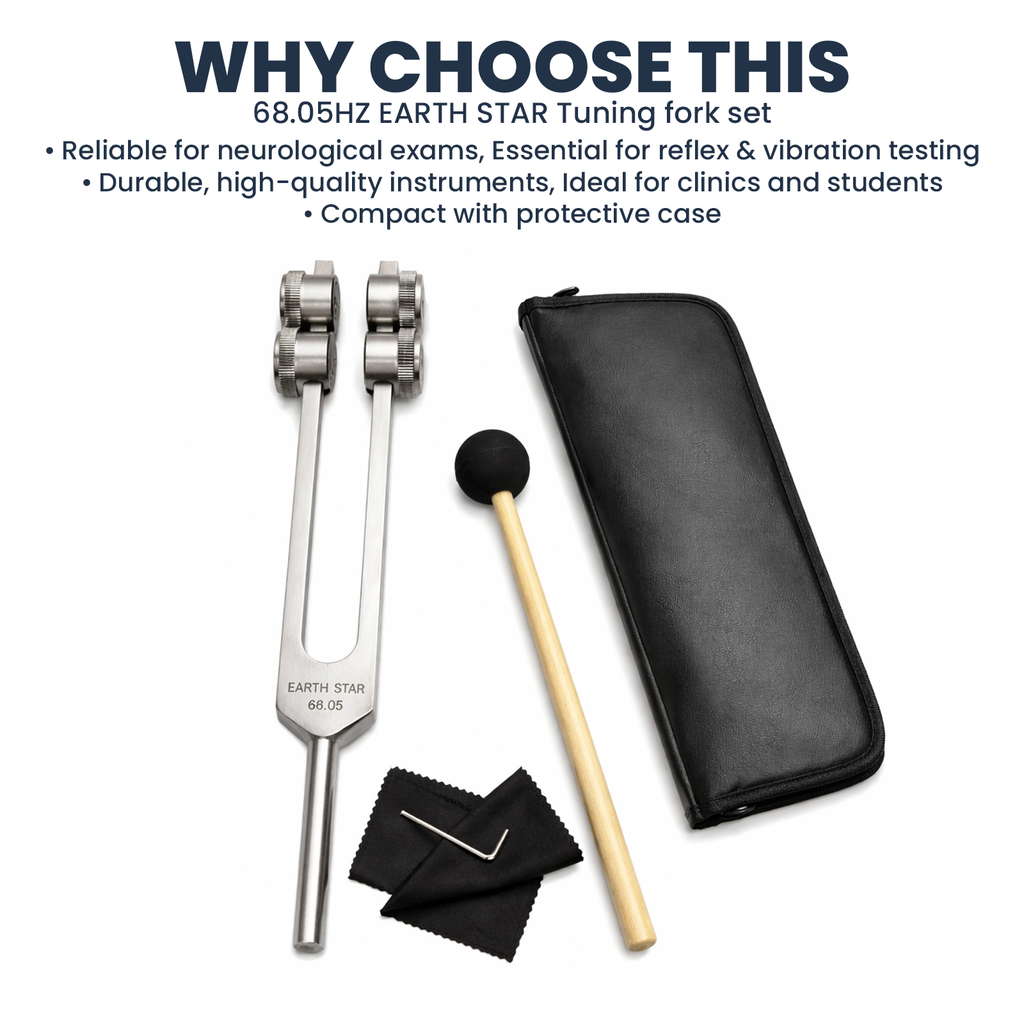 NS Crafts 68.05 Hz Earth Star weighted tuning fork with mallet and pouch – image 8
