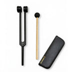 NS Crafts black Otto 128 Hz weighted tuning fork with mallet and leather pouch – image 1