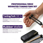 NS Crafts black Otto 128 Hz weighted tuning fork with mallet and leather pouch – image 5