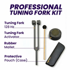 NS Crafts black Otto 128 Hz weighted tuning fork with activator, mallet and leather pouch – image 2