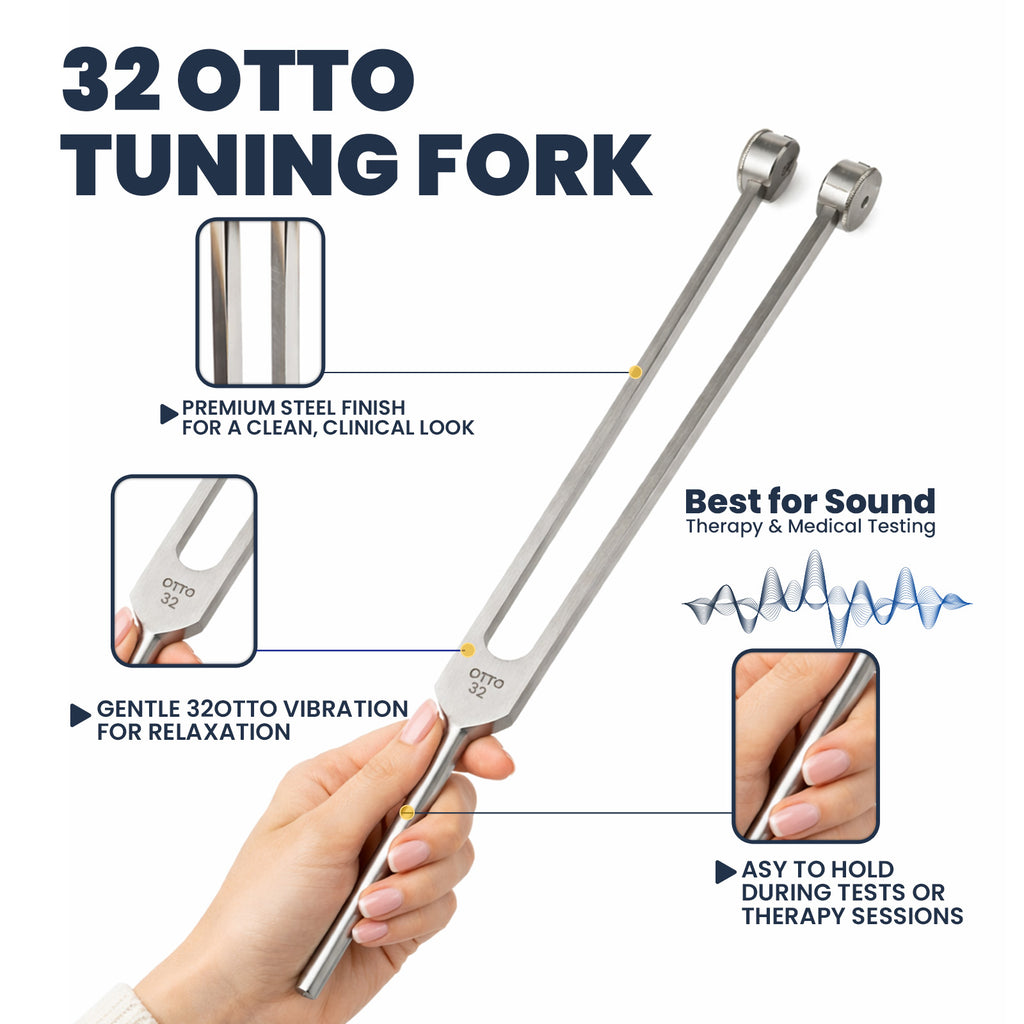 NS Crafts Otto weighted tuning fork set 32, 64 and 128 Hz with mallets and pouches – image 4