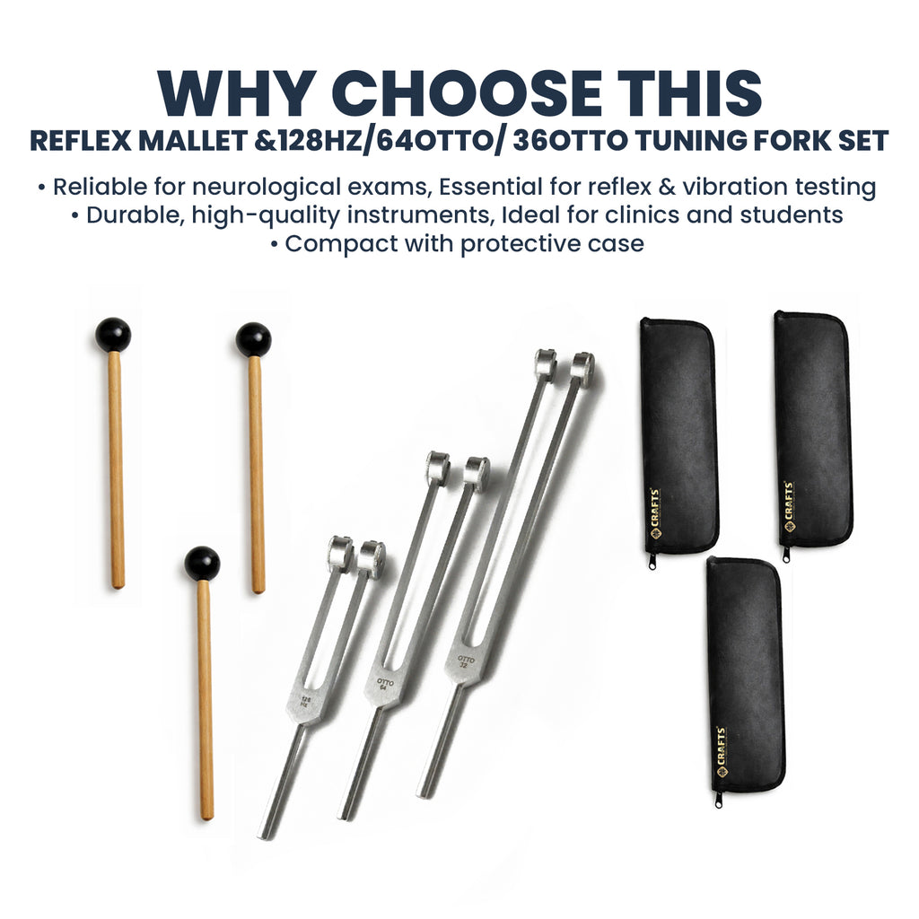 NS Crafts Otto weighted tuning fork set 32, 64 and 128 Hz with mallets and pouches – image 10
