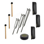 NS Crafts Otto weighted tuning fork set 32, 64 and 128 Hz with activator, mallets and pouches – image 1