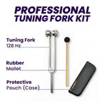 NS Crafts Pro Otto 128 Hz weighted tuning fork with mallet and leather pouch – image 2