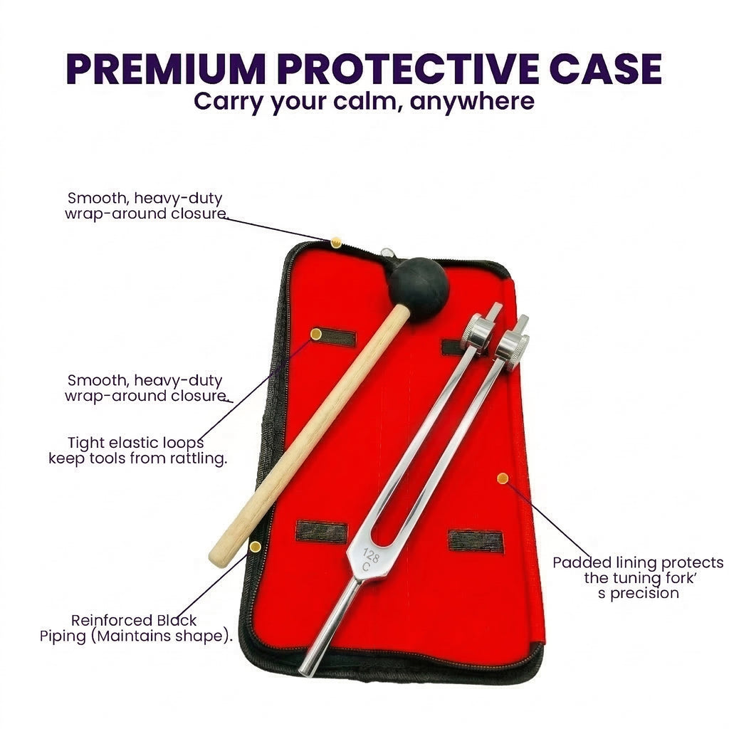 NS Crafts Pro Otto 128 Hz weighted tuning fork with mallet and leather pouch – image 6