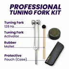 NS Crafts Pro Otto 128 Hz weighted tuning fork with activator, mallet and leather pouch – image 4