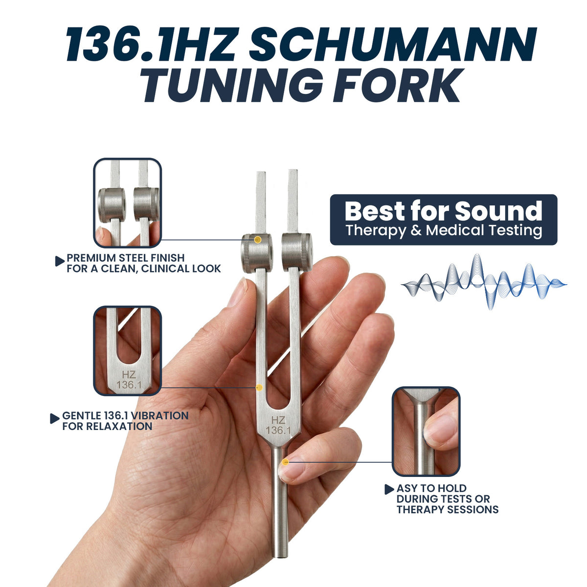 NS Crafts Schumann weighted tuning fork set 136.1 Hz and 128 Hz with activator, mallet and pouch – image 5