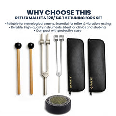 NS Crafts Schumann weighted tuning fork set 136.1 Hz and 128 Hz with activator, mallet and pouch – image 10