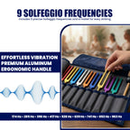 NS Crafts unweighted Solfeggio tuning fork set of 9, 174 to 963 Hz, with mallet and leather pouches – image 7