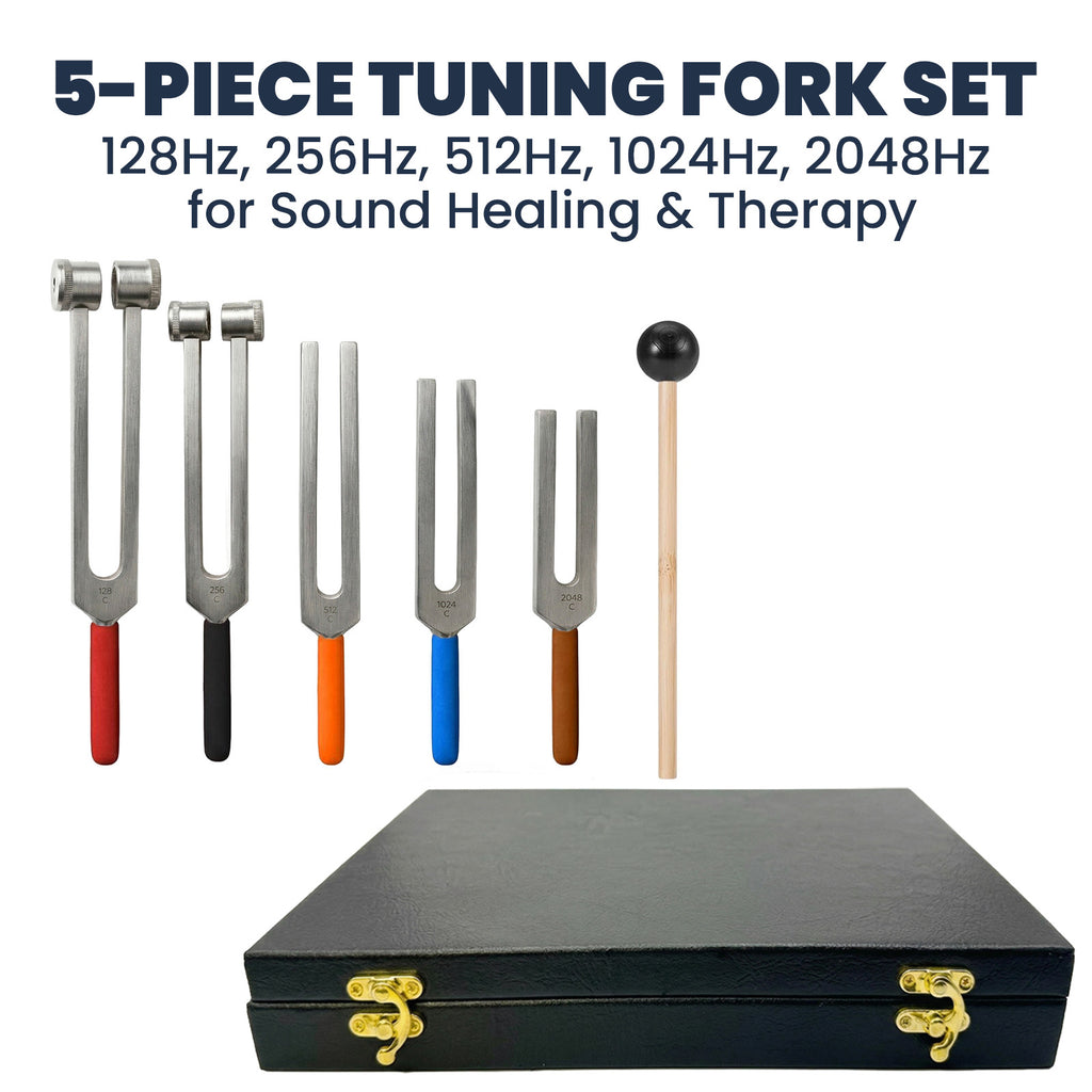 NS Crafts tuning fork set 128 to 2048 Hz with grip, mallet and gift box – image 2