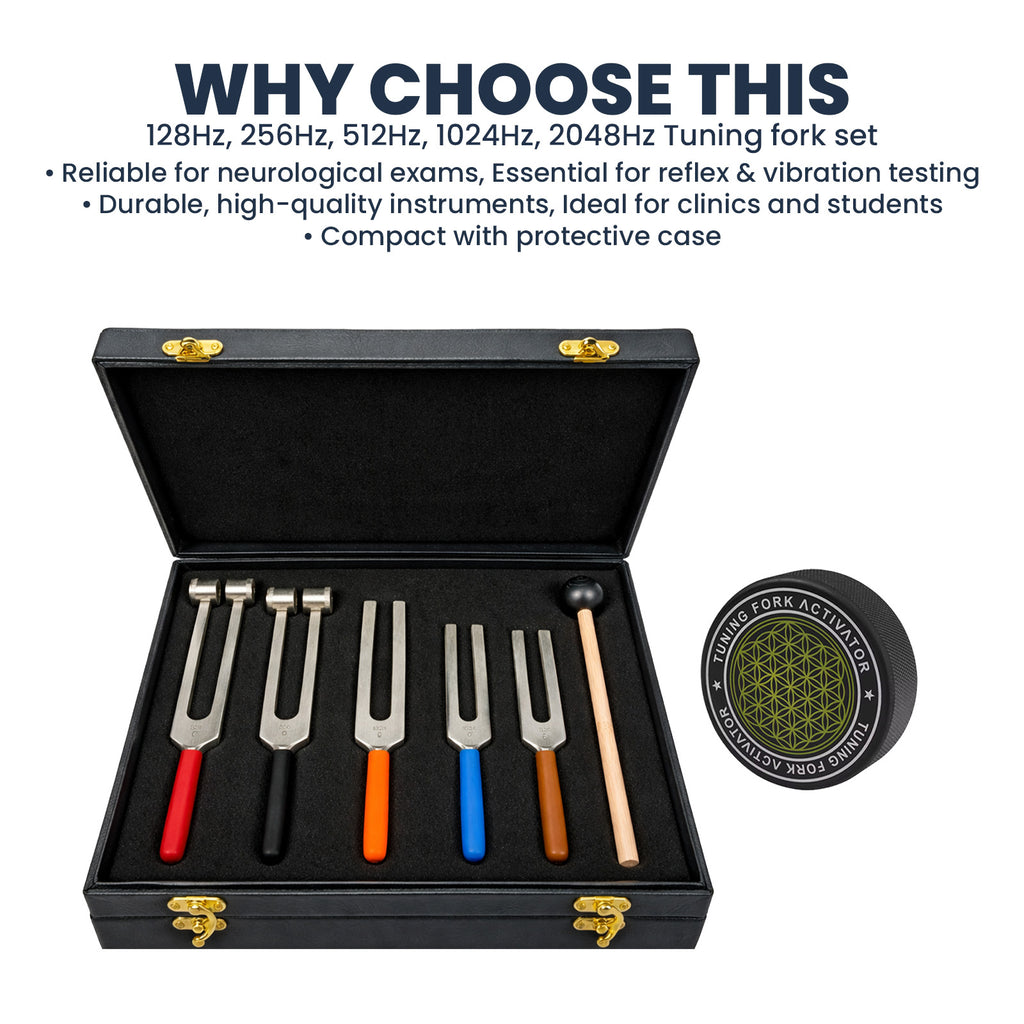 NS Crafts tuning fork set 128 to 2048 Hz with grip, activator, mallet and gift box – image 6